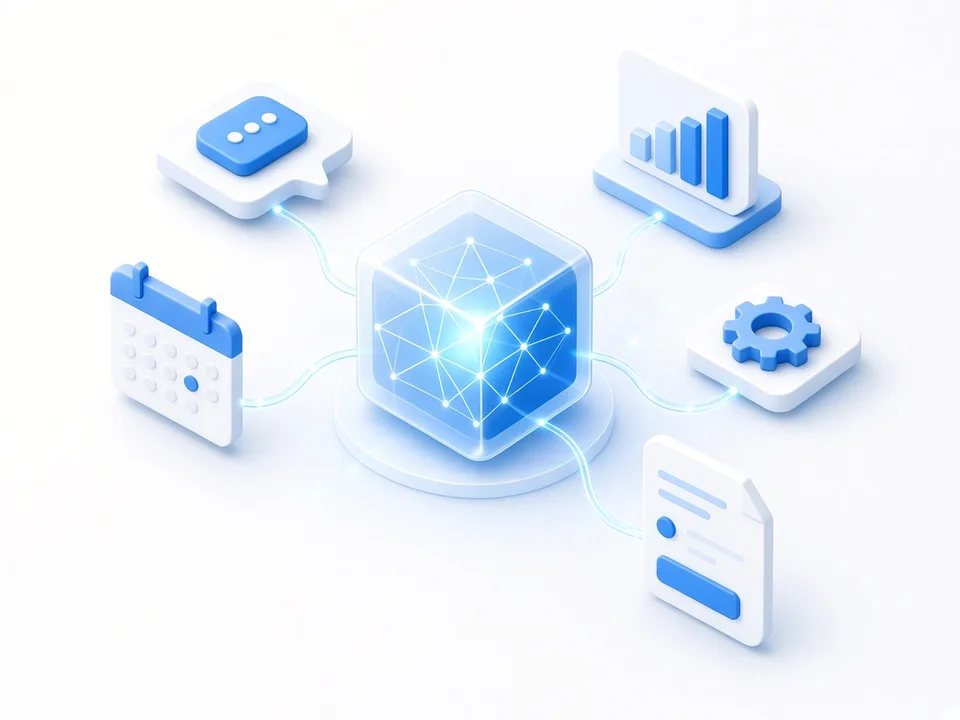 Ilustración: inteligencia artificial conectada a procesos de un negocio